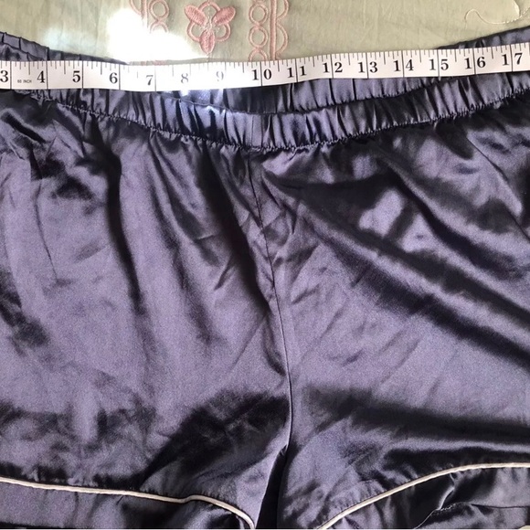 INC INTERNATIONAL CONCEPTS Sz L Satin Notch-Collar Shorts Pajamas Set Blue - Picture 5 of 7